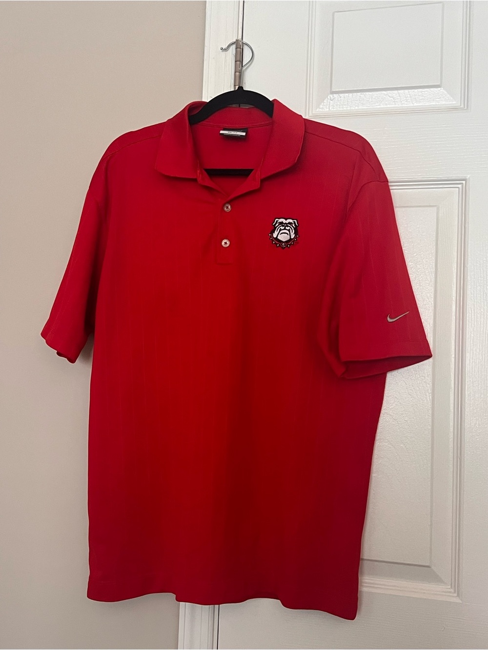 Nike Red Polo with Embroidered Bulldog Chest Patch